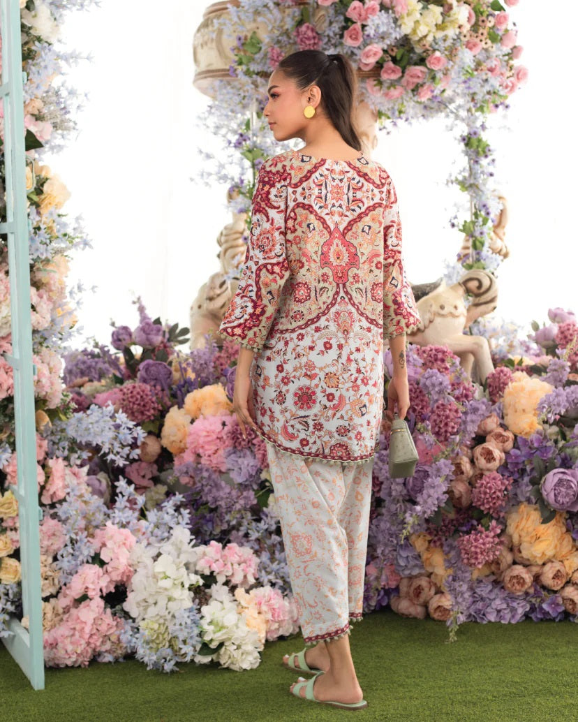 Red & Beige Floral Ethnic Co-Ord