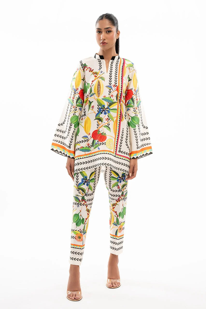 Tropical Fruit & Floral Print Two-Piece Set