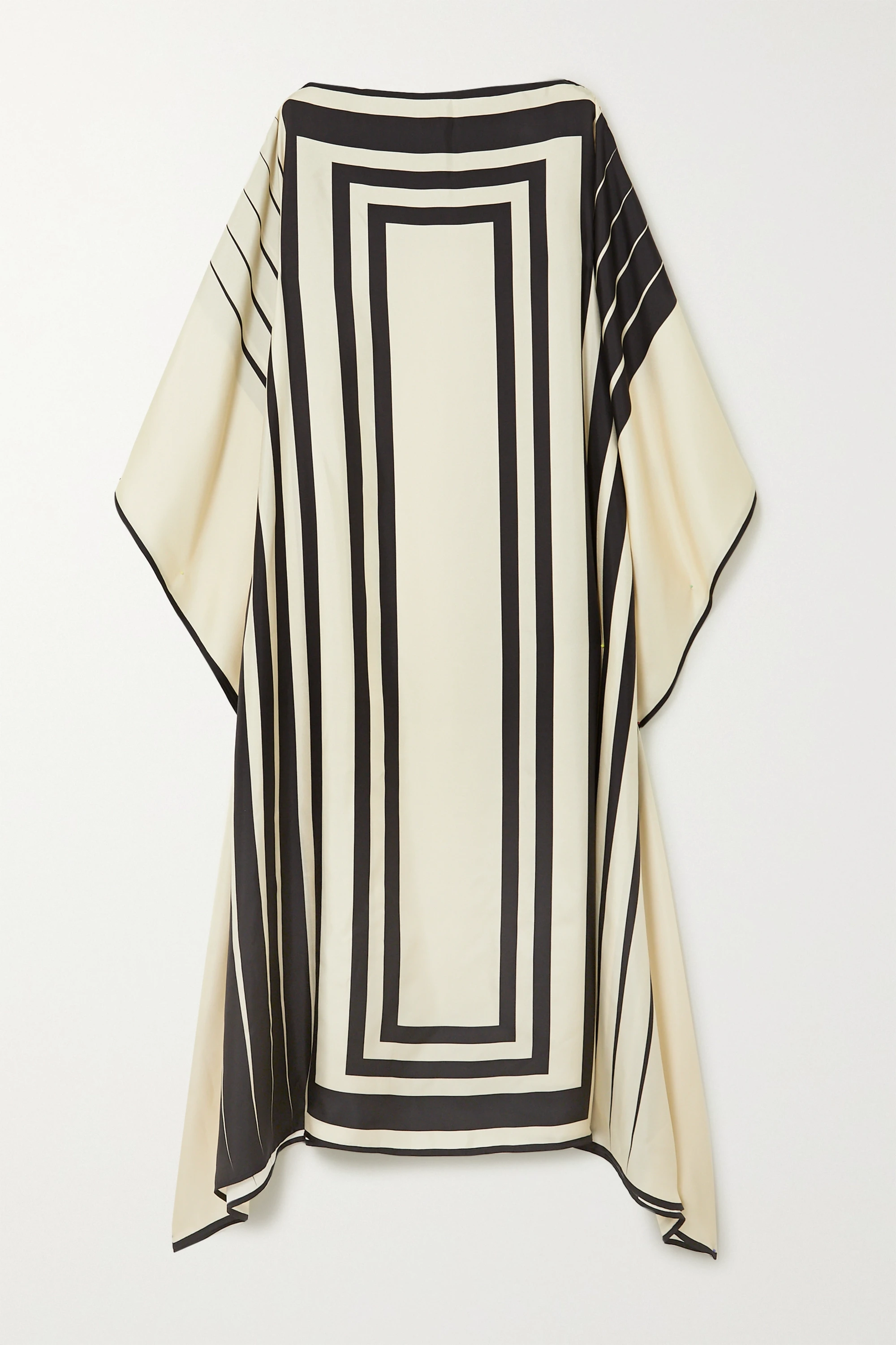 Luxurious Soft Satin Kaftan Dress in Elegant Black & Beige