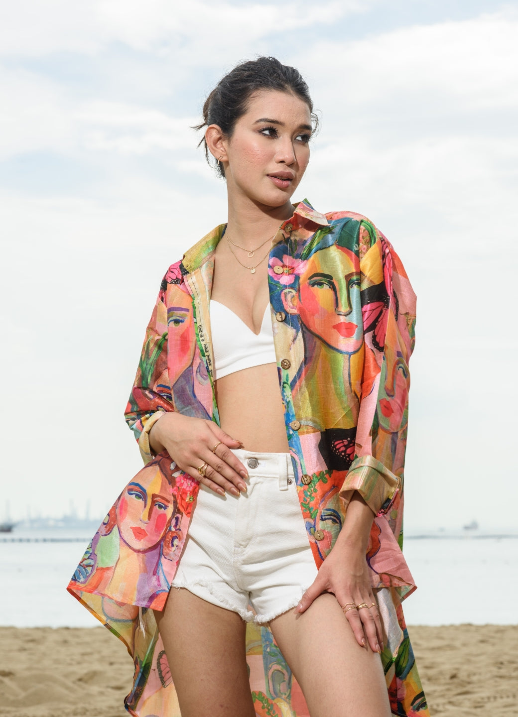 Tropical Printed Mango Silk short shirt
