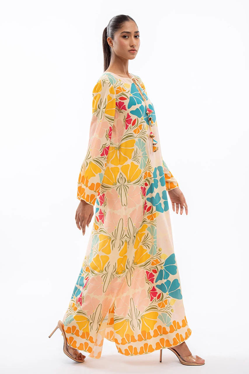 Multicolor Floral Printed Top & Wide-Leg Pants Co-Ord Set