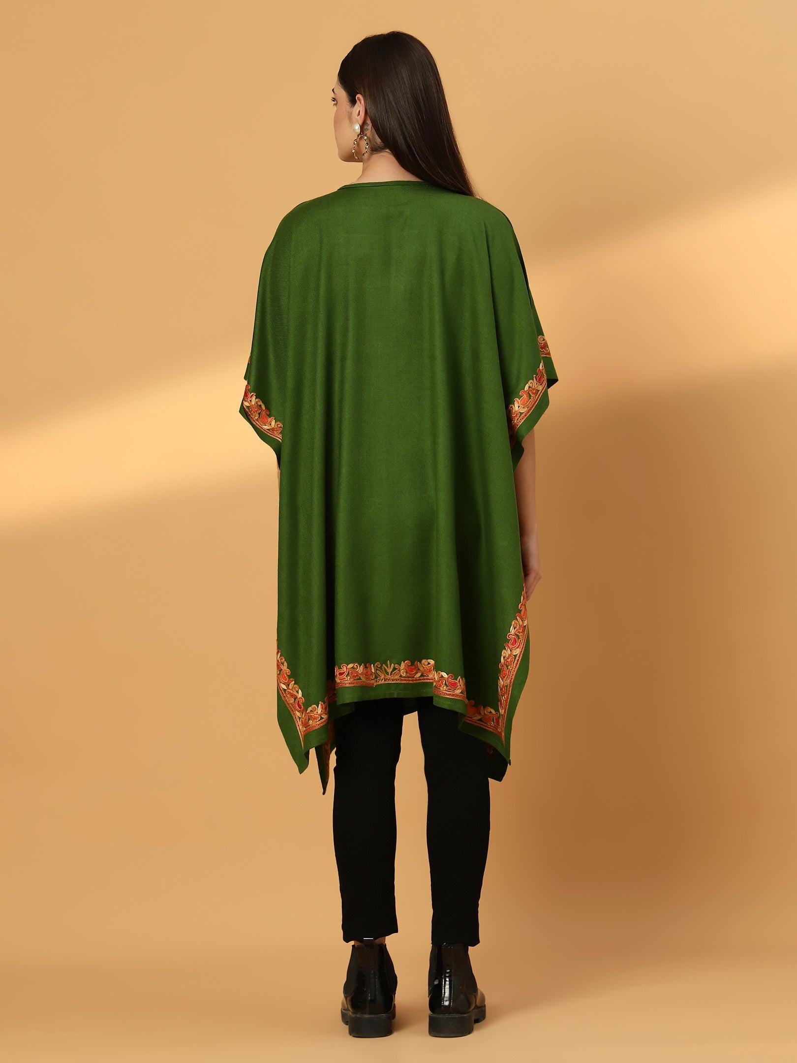 Kashmiri Embroidery Green Pheran Shrug
