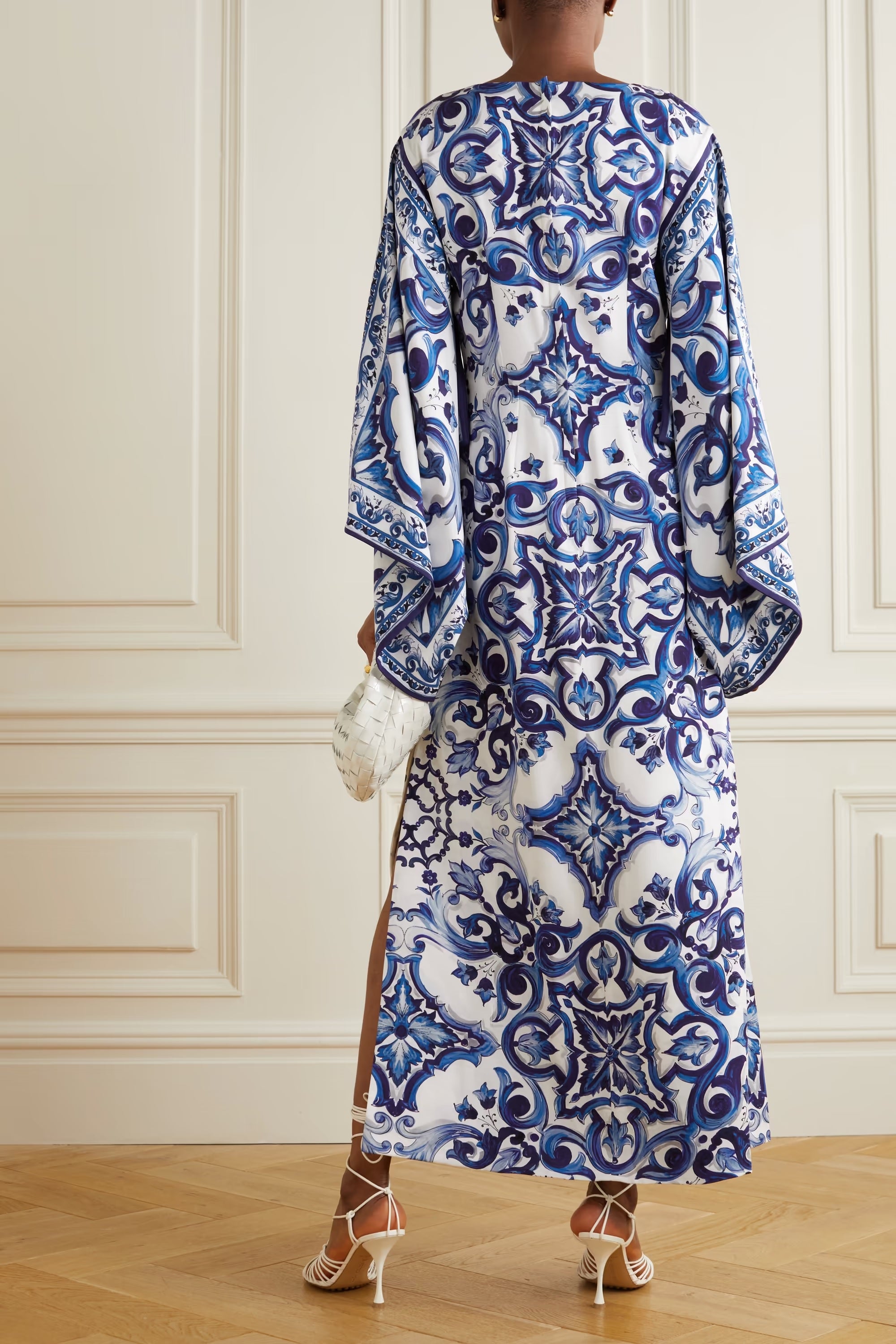 MAJESTIC BLUE & WHITE PORCELAIN PRINT KAFTAN