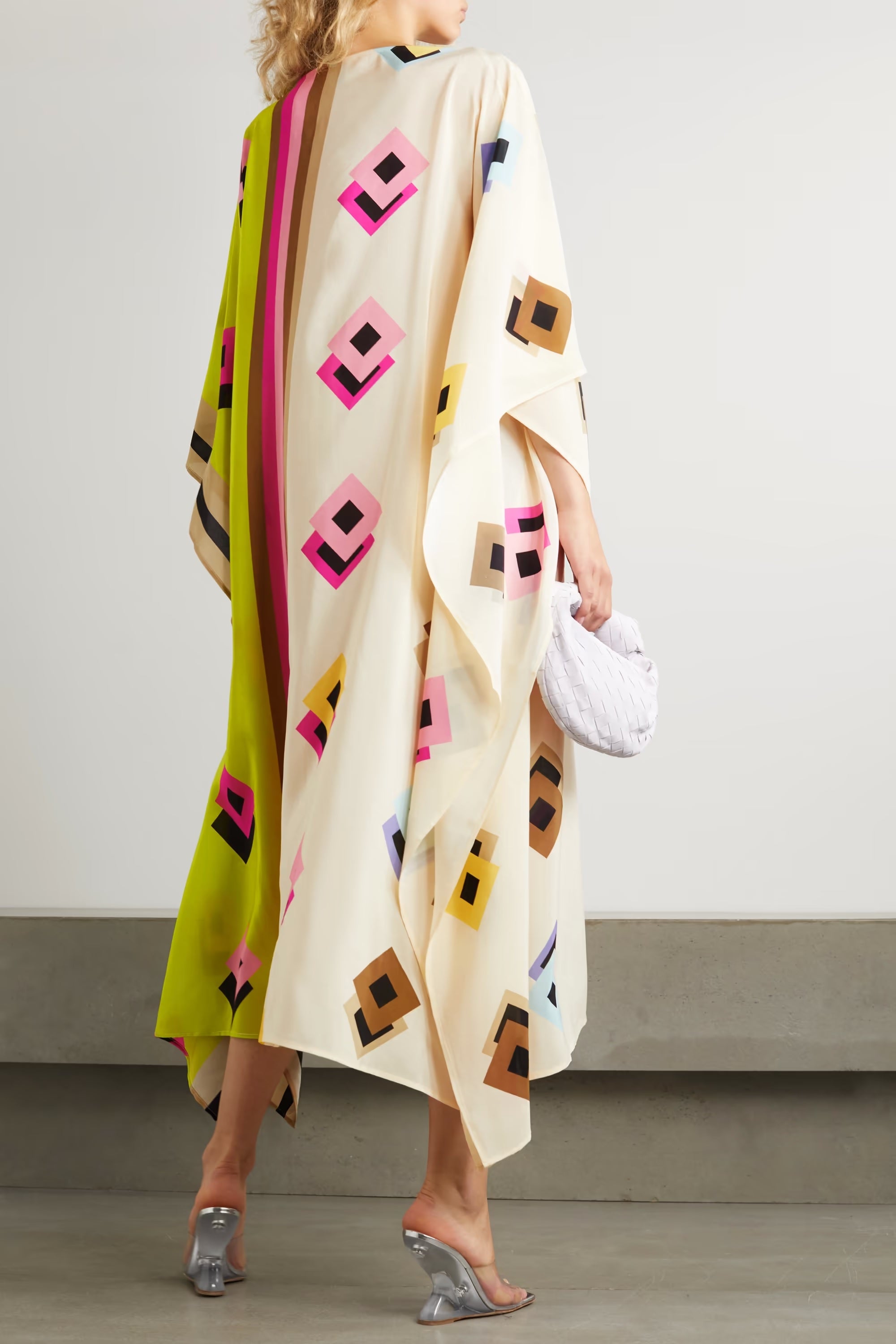 Multicolor Boat Neck Style Free Size Kaftan