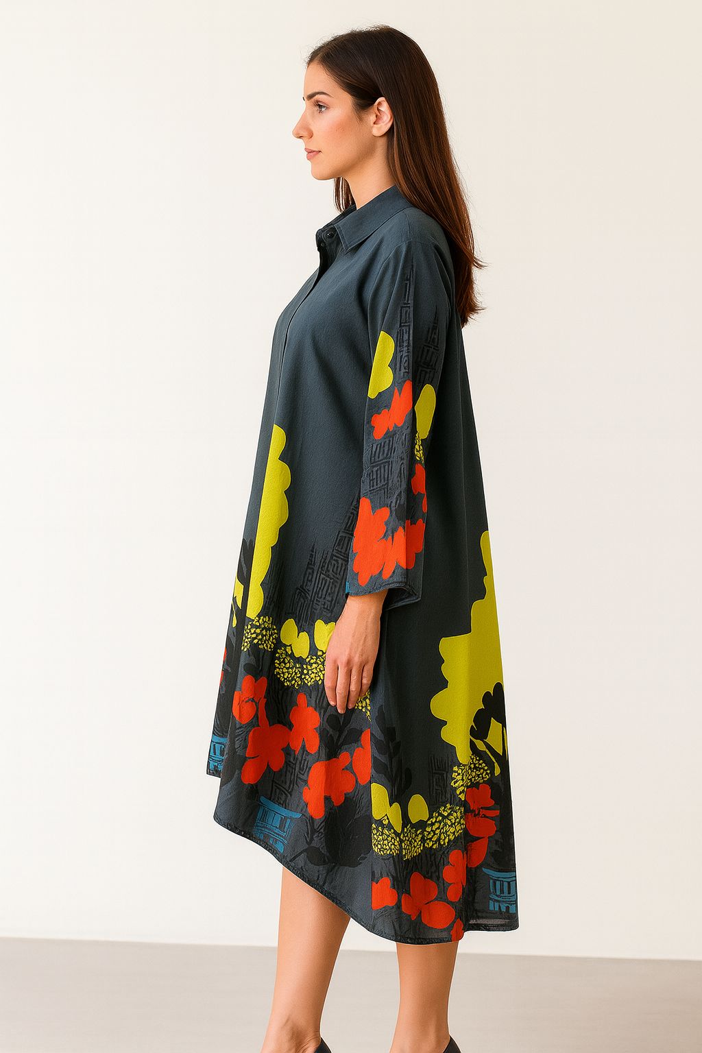 Urban Bloom High-Low Shirt Dress