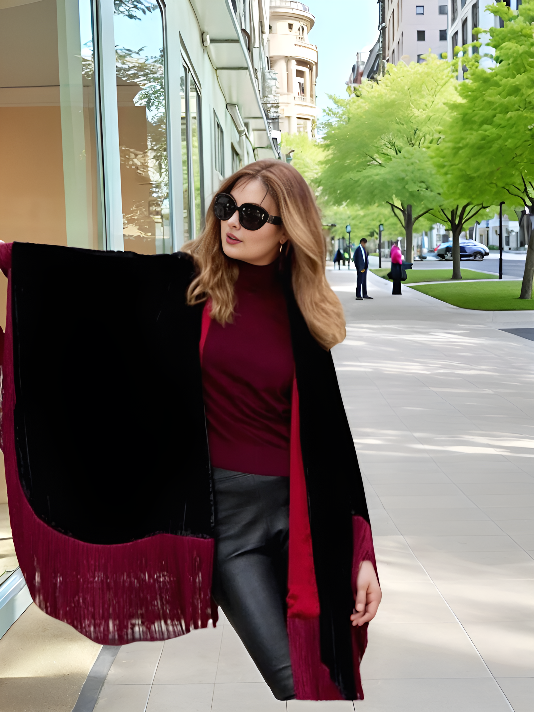 Black Fringe Poncho