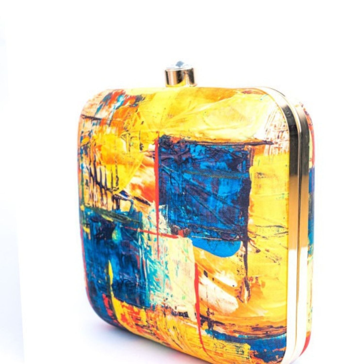 Abstract Art Print Hard Case Box Clutch for Women