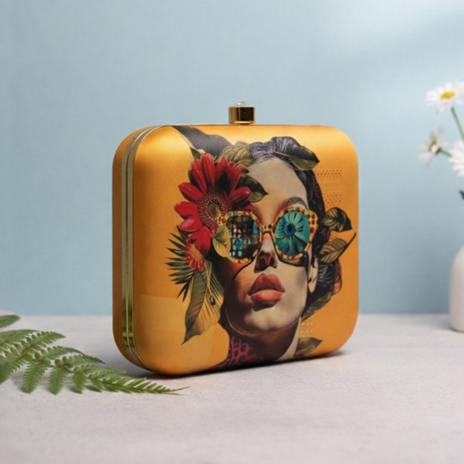 Designer Party Clutch with Floral & Artistic Print
