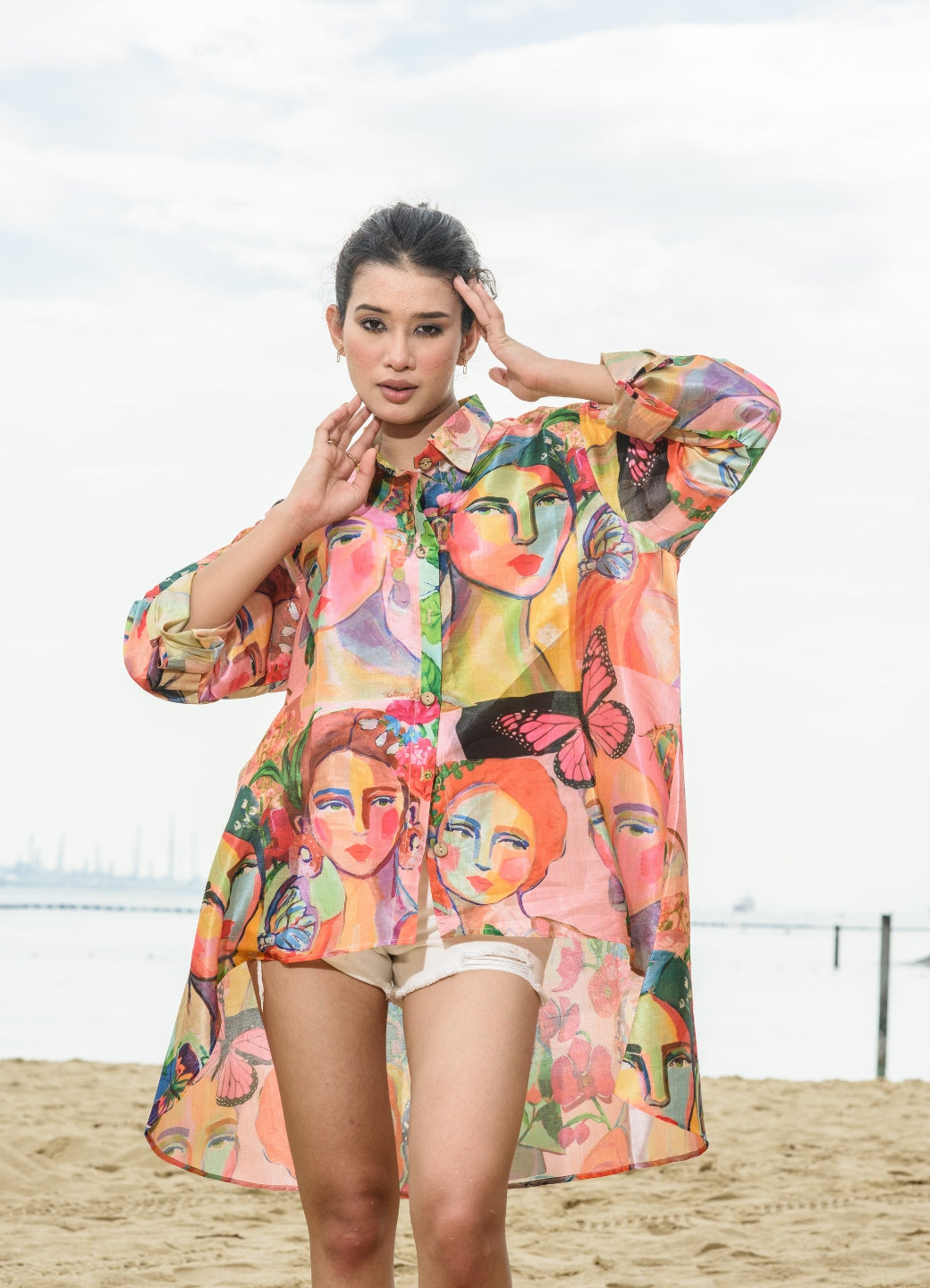 Tropical Printed Mango Silk short shirt
