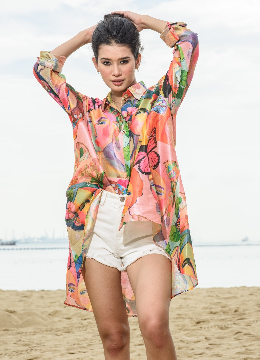 Tropical Printed Mango Silk short shirt