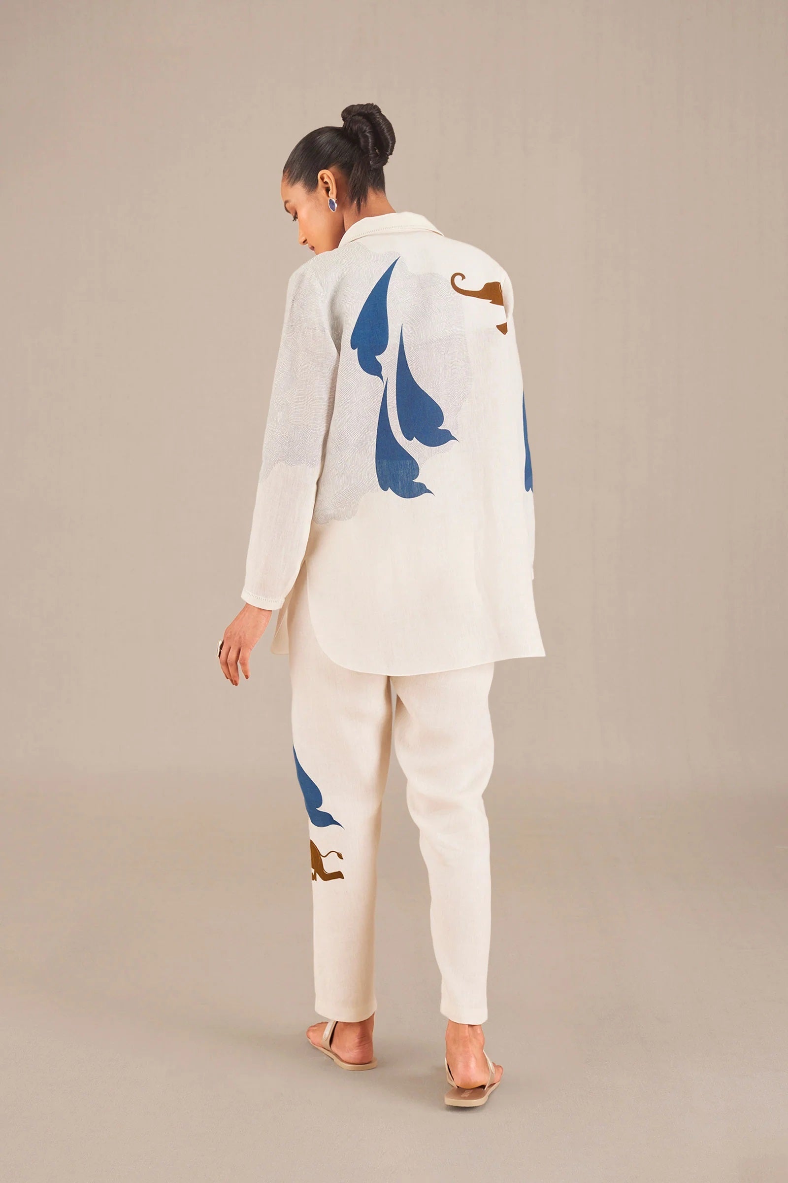 Artisan Hand-Painted/Block Print Co-ord Set: Tunic Shirt & Ankle Trousers