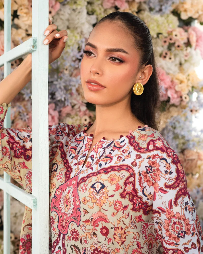Red & Beige Floral Ethnic Co-Ord