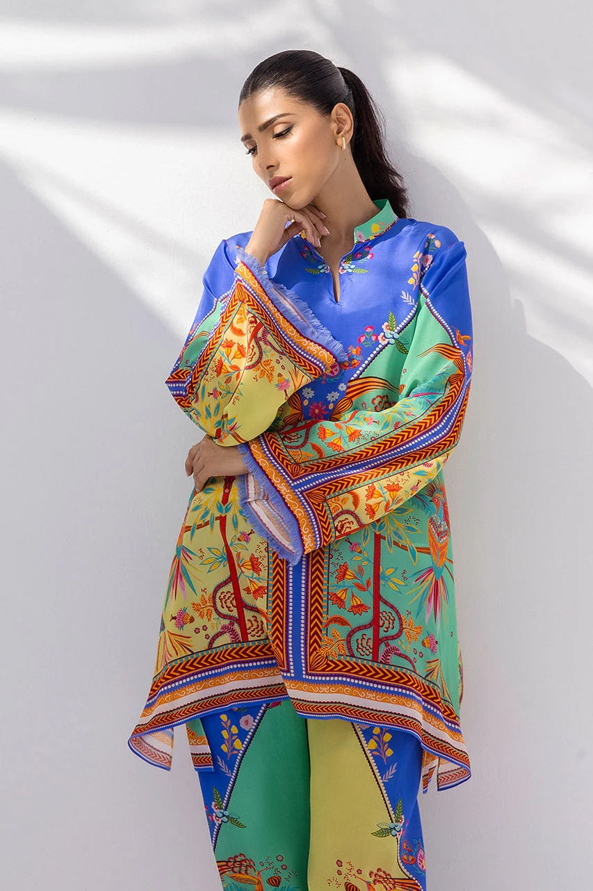 Multicolor Printed Tunic & Trousers Set