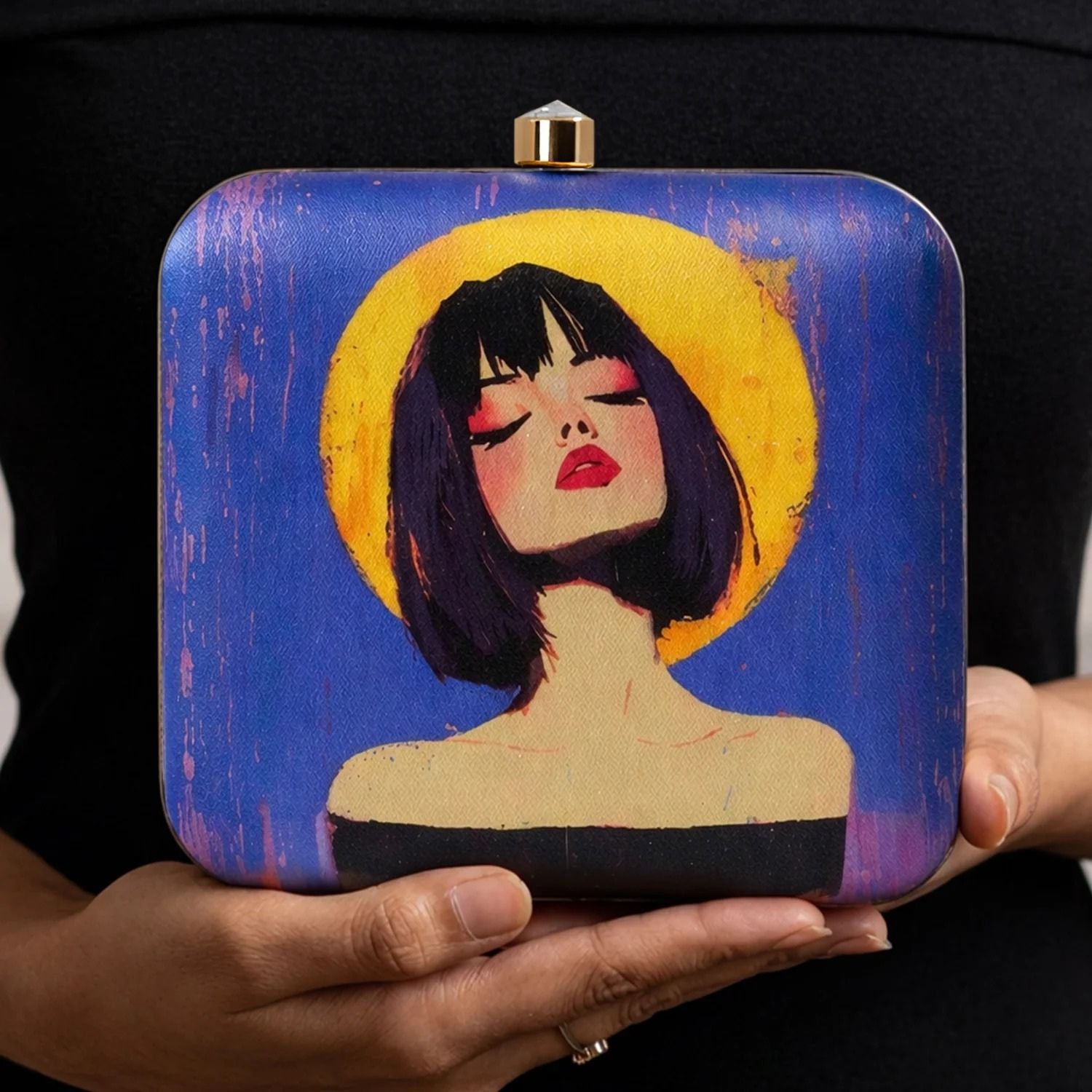 Midnight Muse Printed Box Clutch for Women
