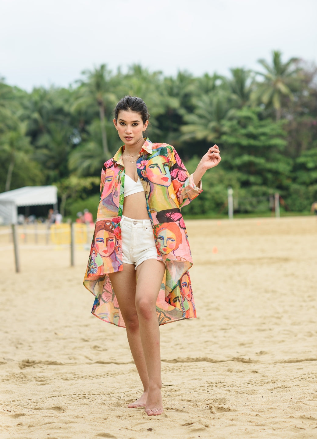 Tropical Printed Mango Silk short shirt