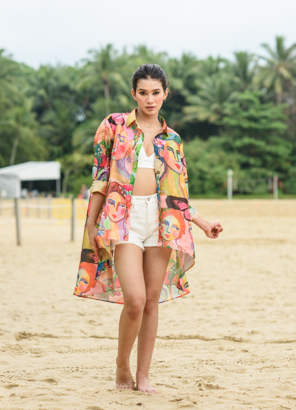 Tropical Printed Mango Silk short shirt