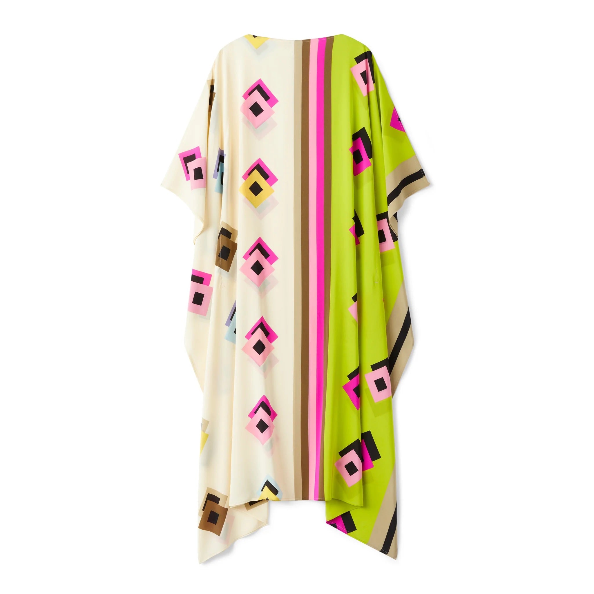 Multicolor Boat Neck Style Free Size Kaftan
