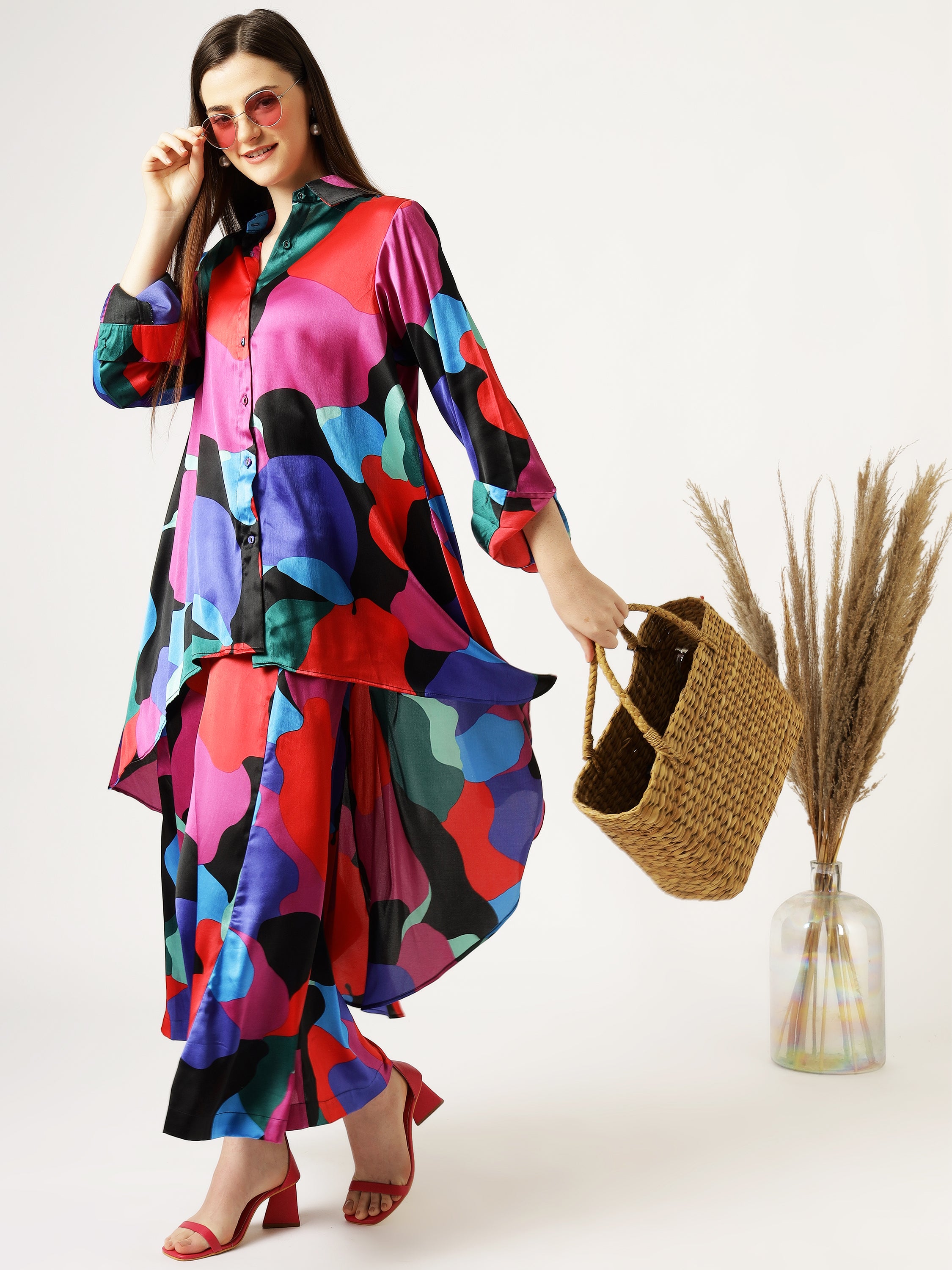 Vibrant Abstract Print Co-Ord Set - Women&