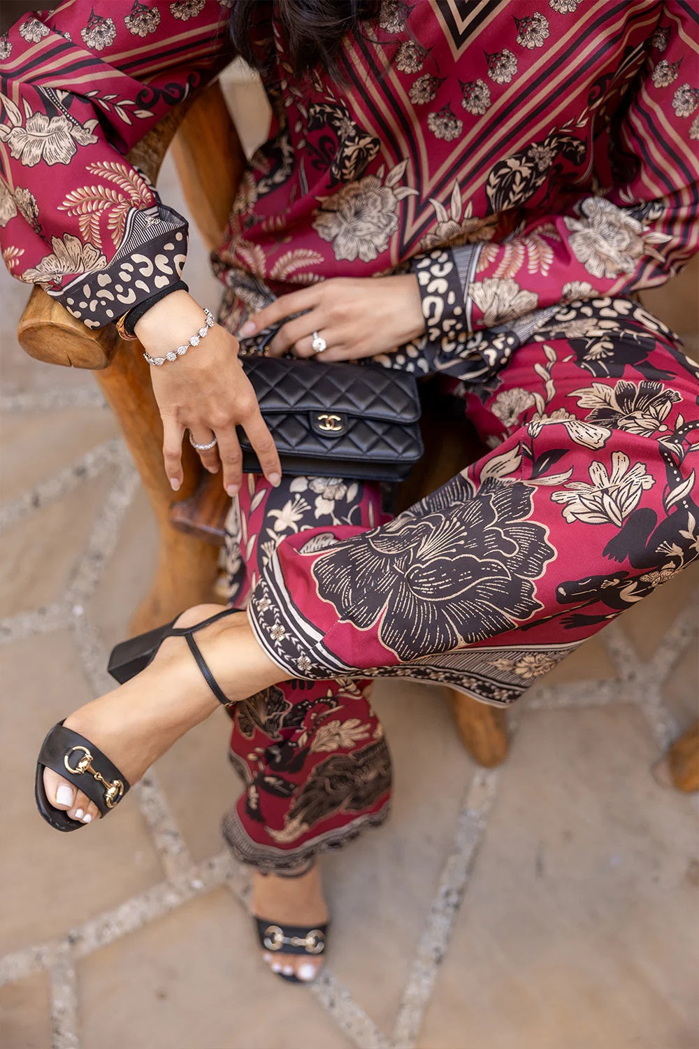 Maroon & Black Digital Print Two-Piece Suit