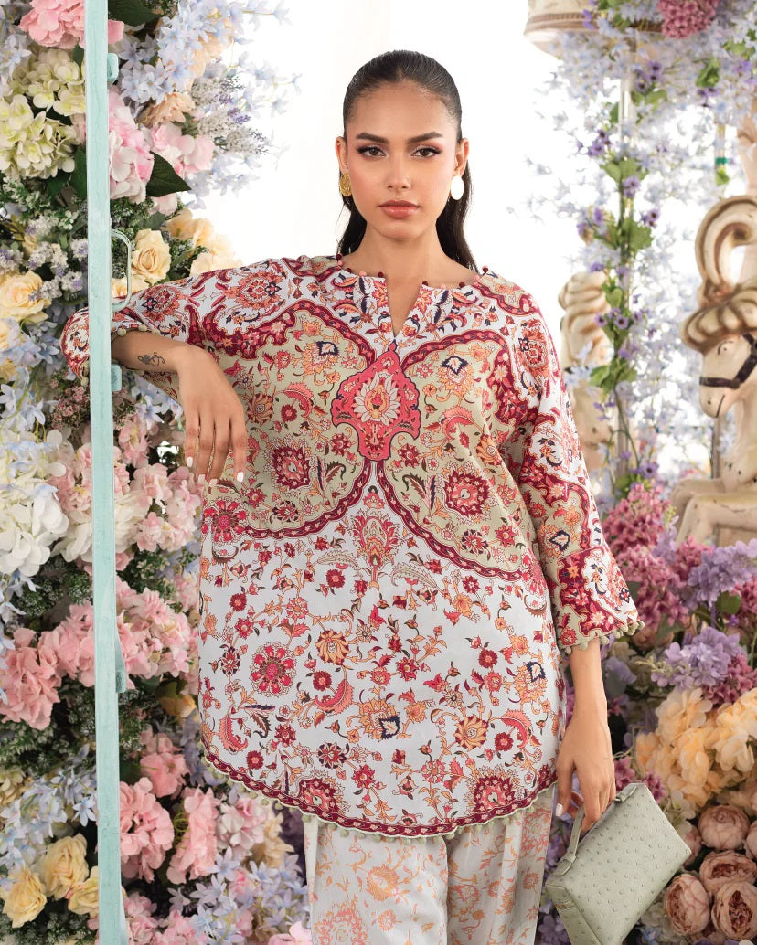 Red & Beige Floral Ethnic Co-Ord