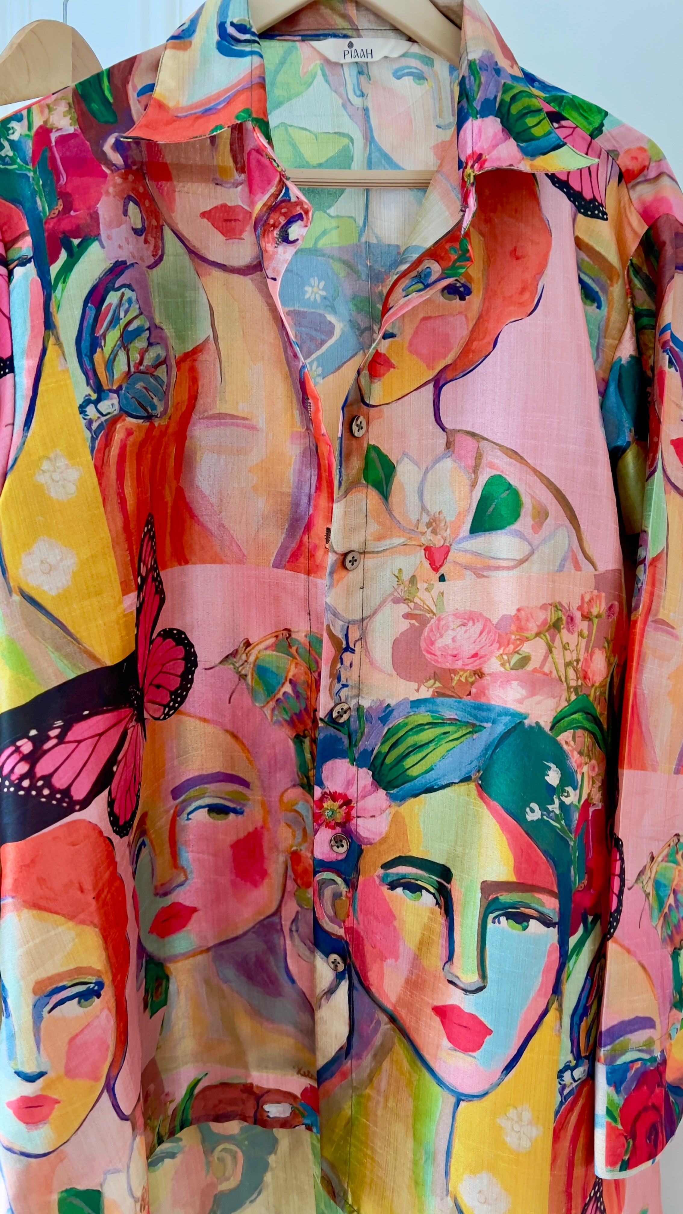 Tropical Printed Mango Silk short shirt