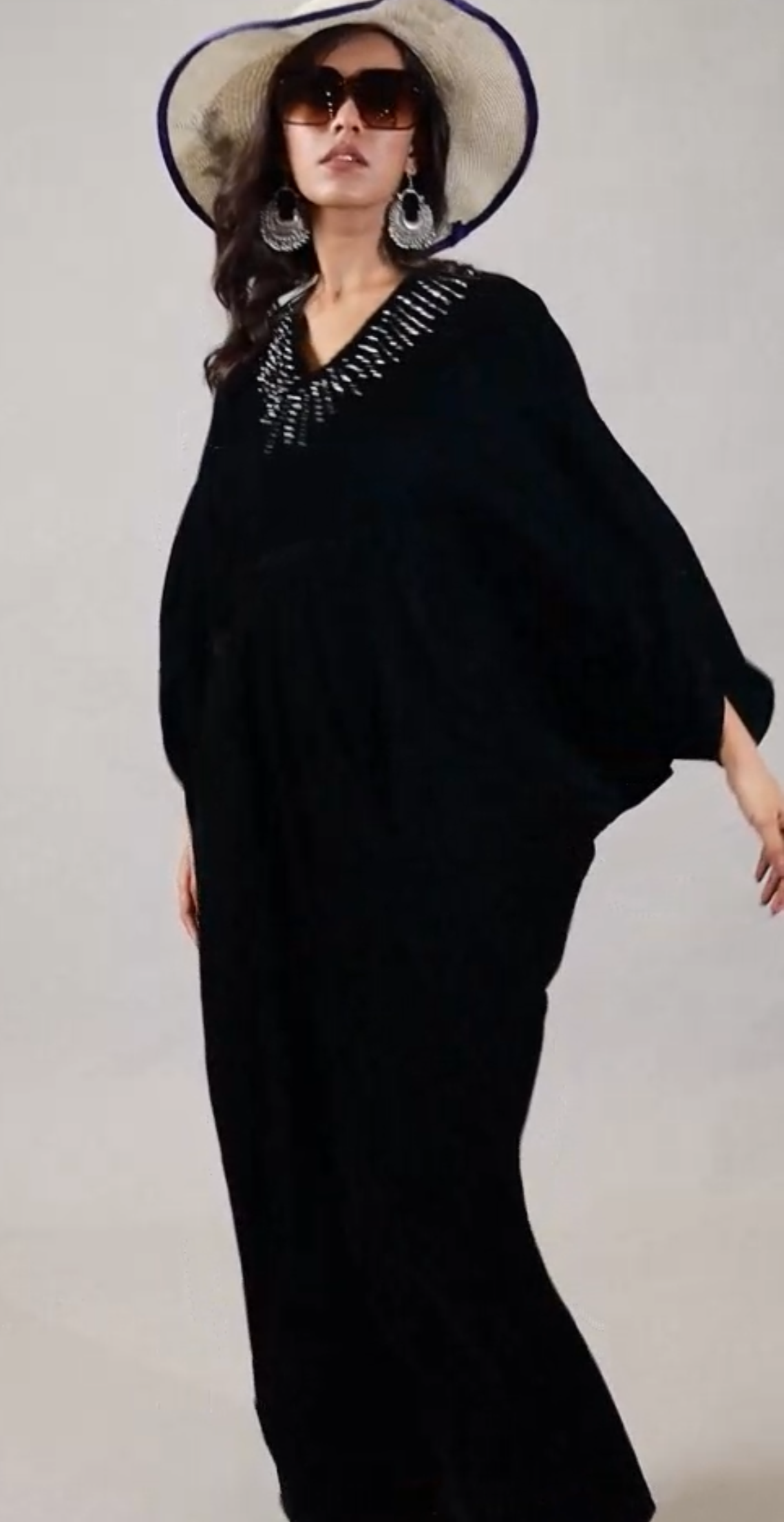 Beautiful Long Velvet Dress embellished with detailed stone Embroidery