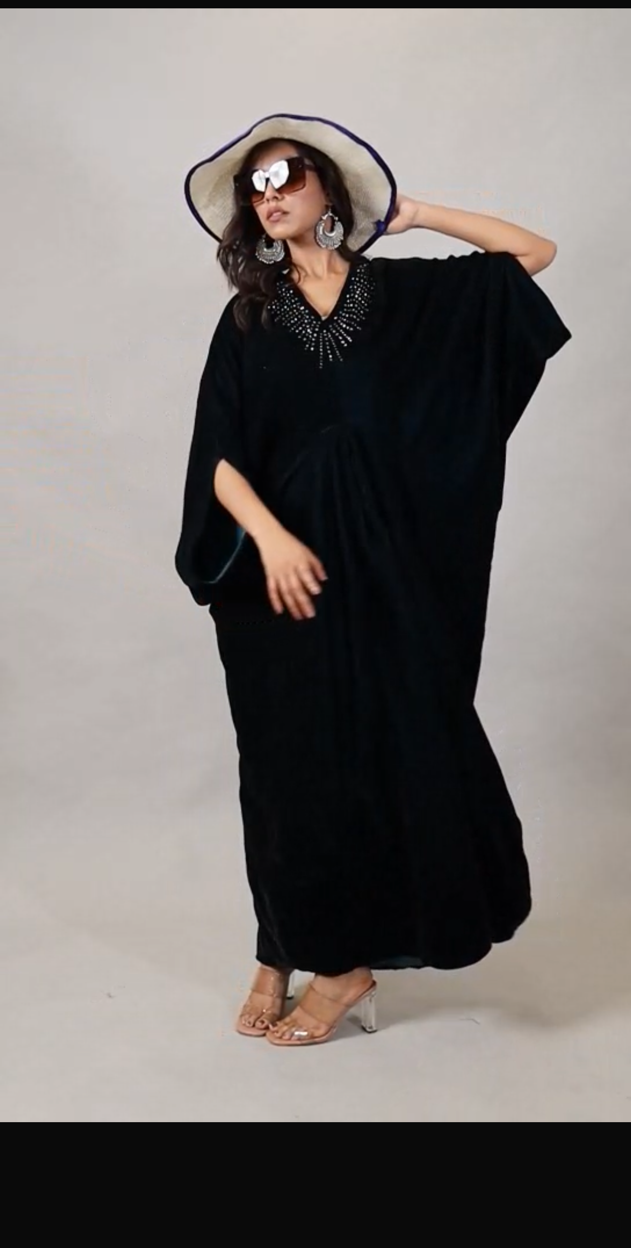 Beautiful Long Velvet Dress embellished with detailed stone Embroidery