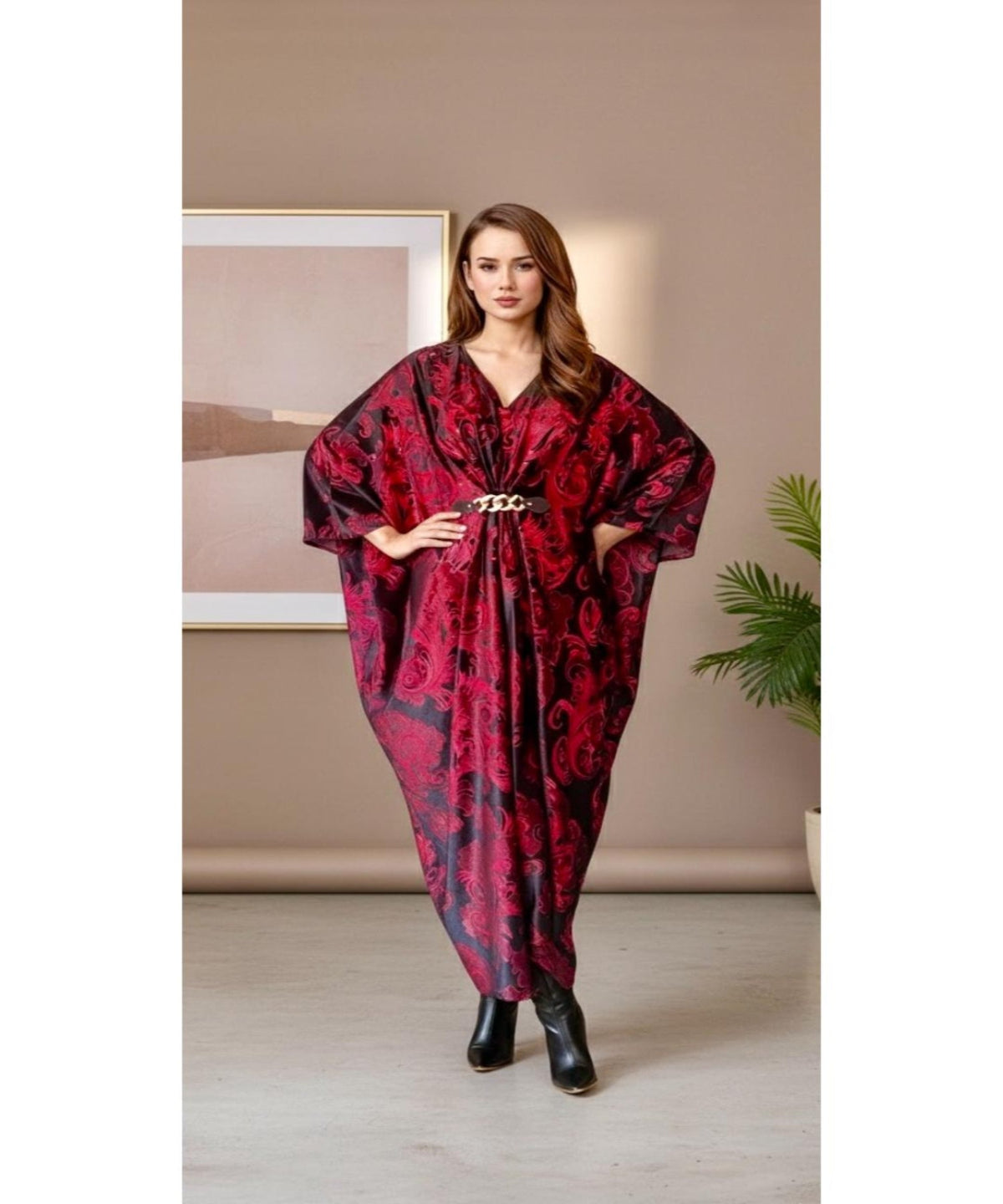 Red and black Velvet Party Gown