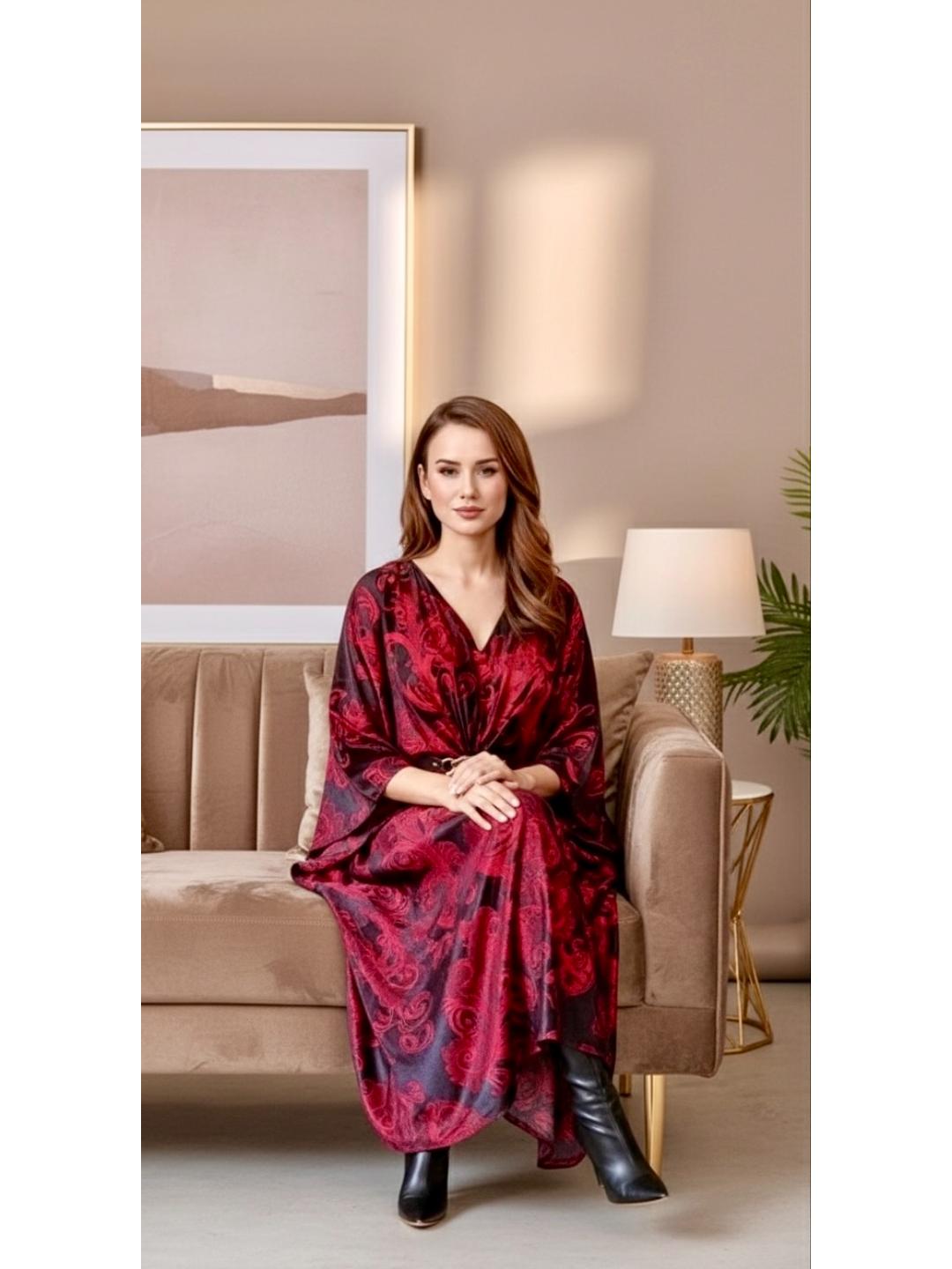 Red and black Velvet Party Gown