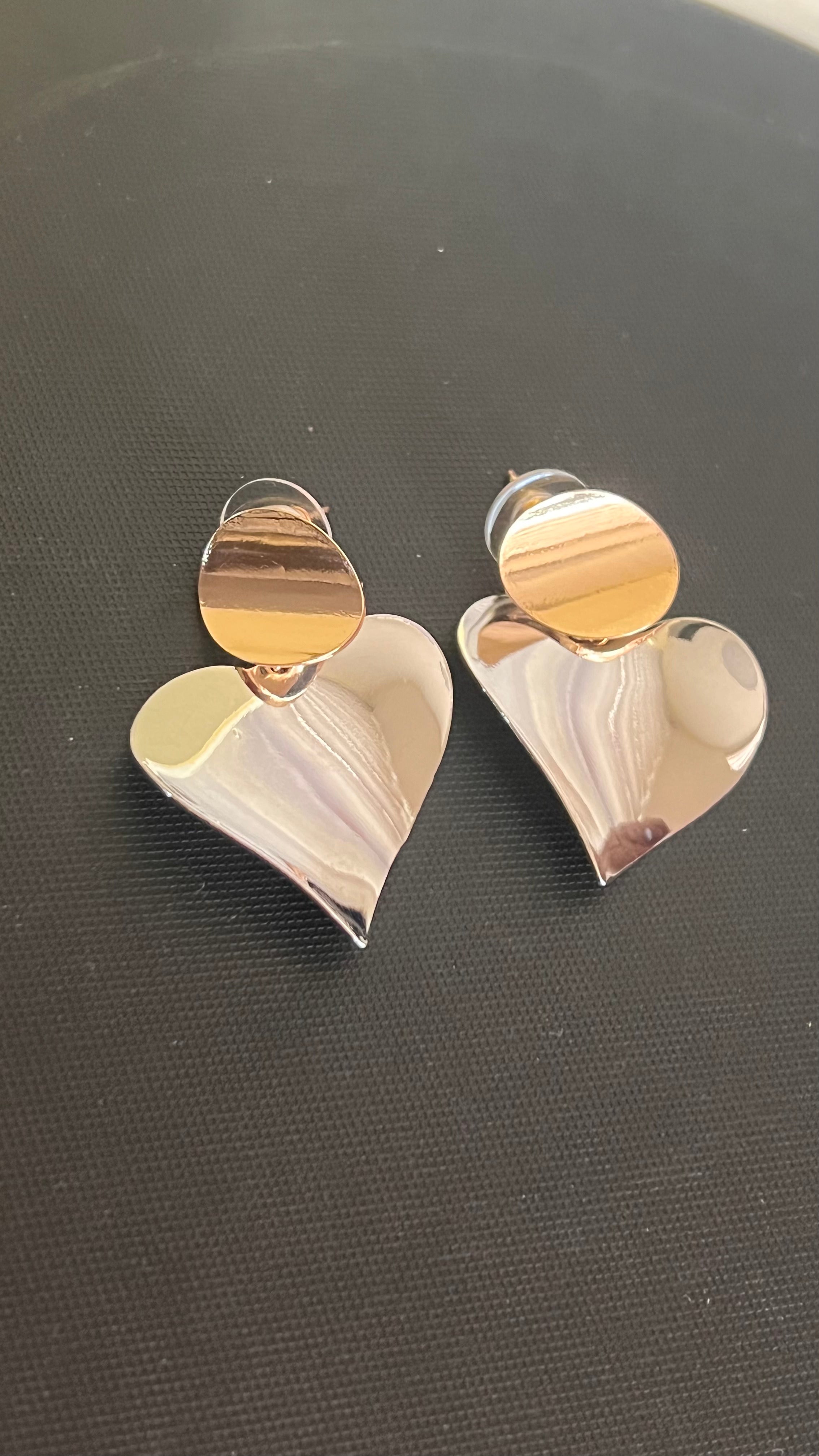Elegant Two-Tone Heart Drop Earrings