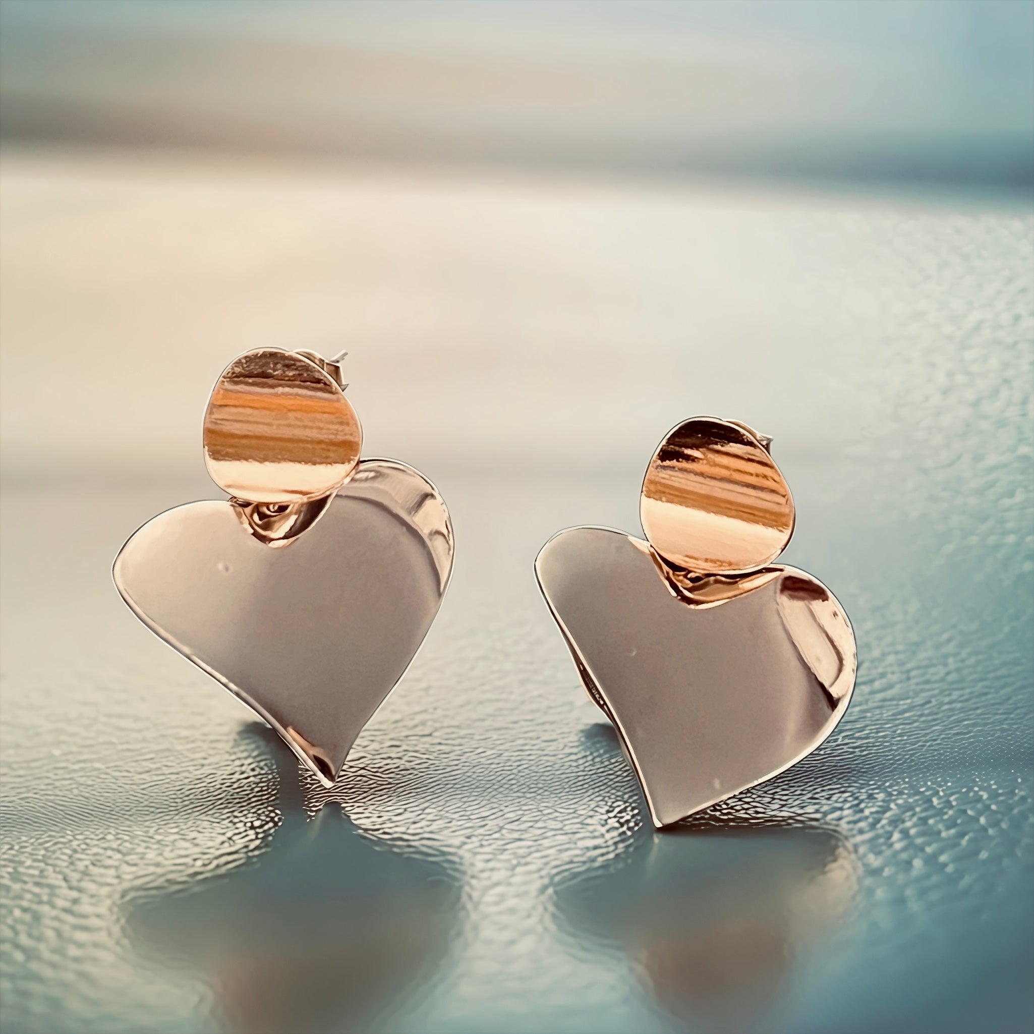 Elegant Two-Tone Heart Drop Earrings