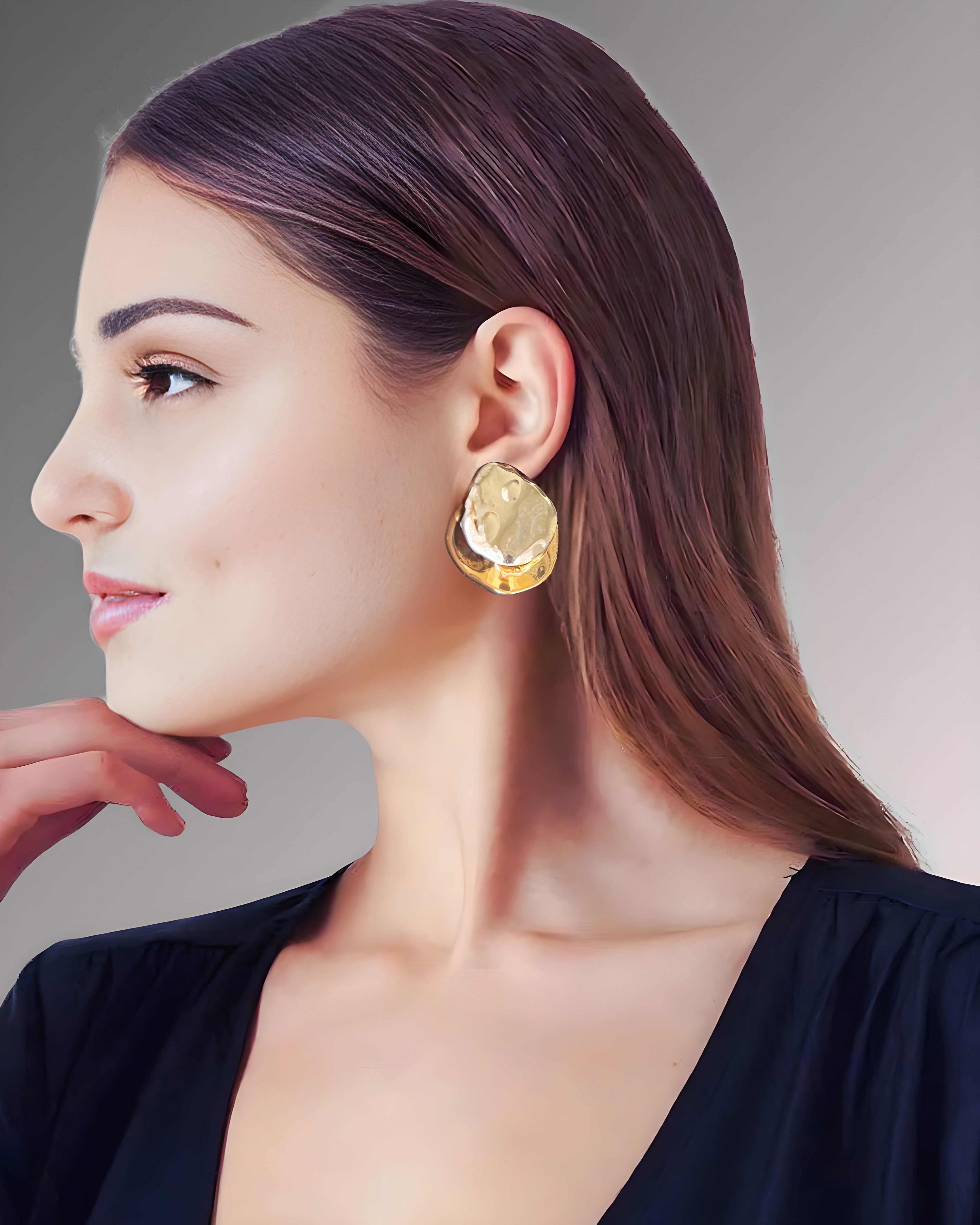 Bold Gold Textured Statement Earrings