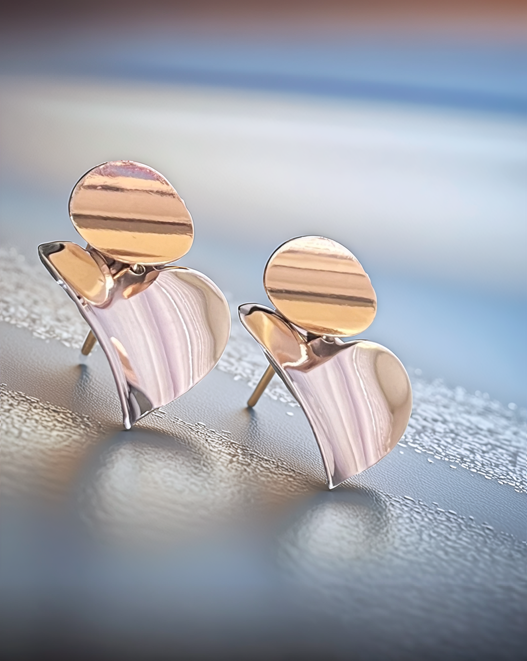 Elegant Two-Tone Heart Drop Earrings