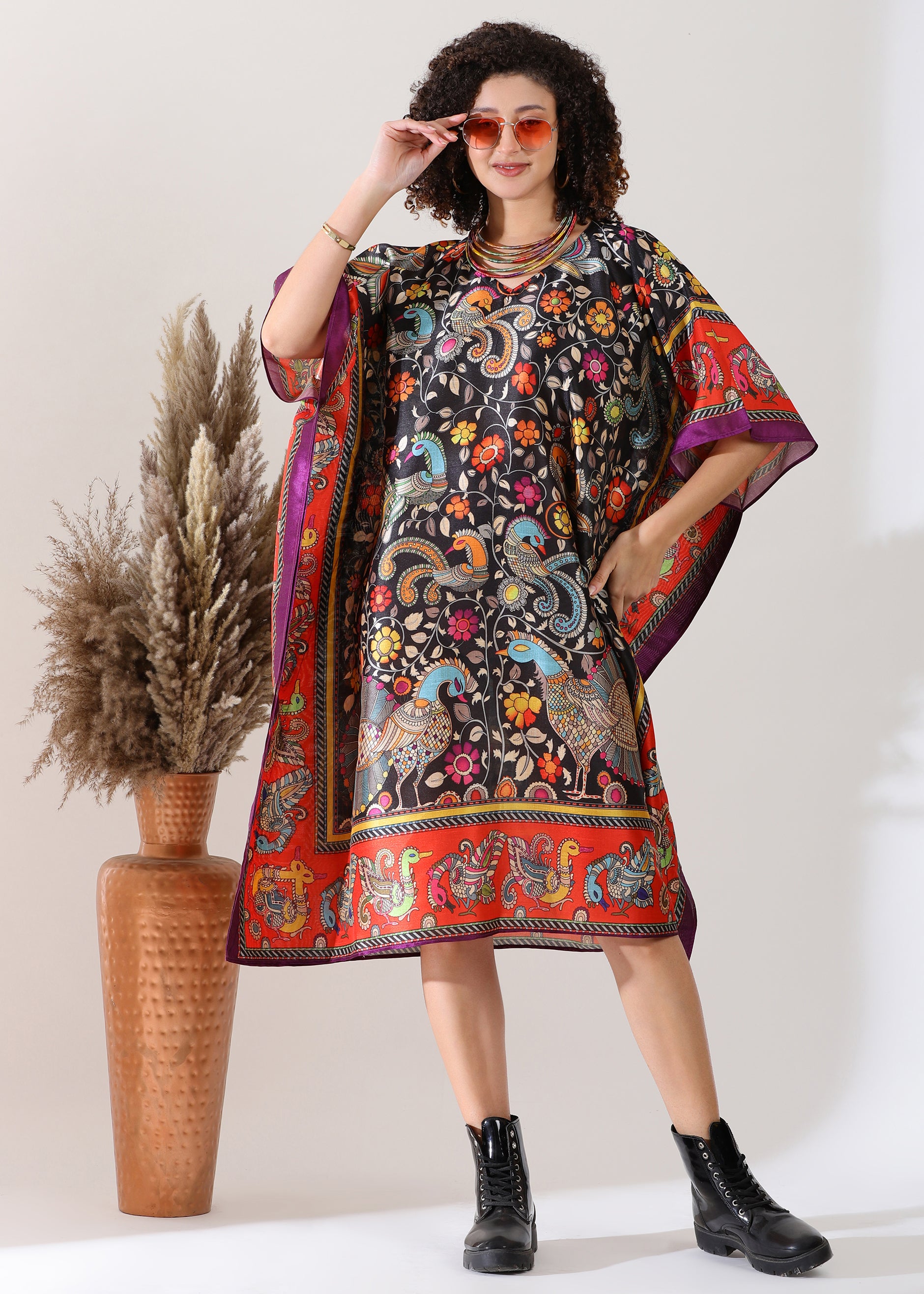 Black Marron Base, Viscose Silk, Calf Length, Free Size - Stylish & Chic for Women