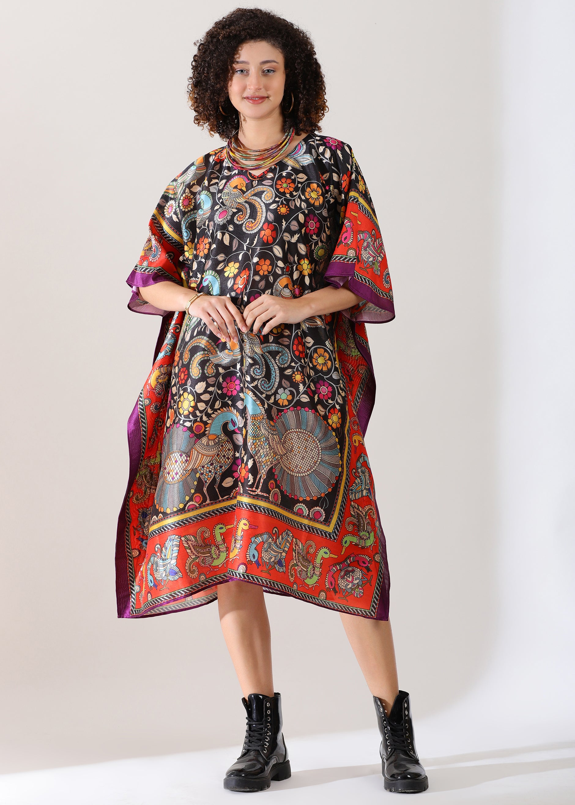 Black Marron Base, Viscose Silk, Calf Length, Free Size - Stylish & Chic for Women