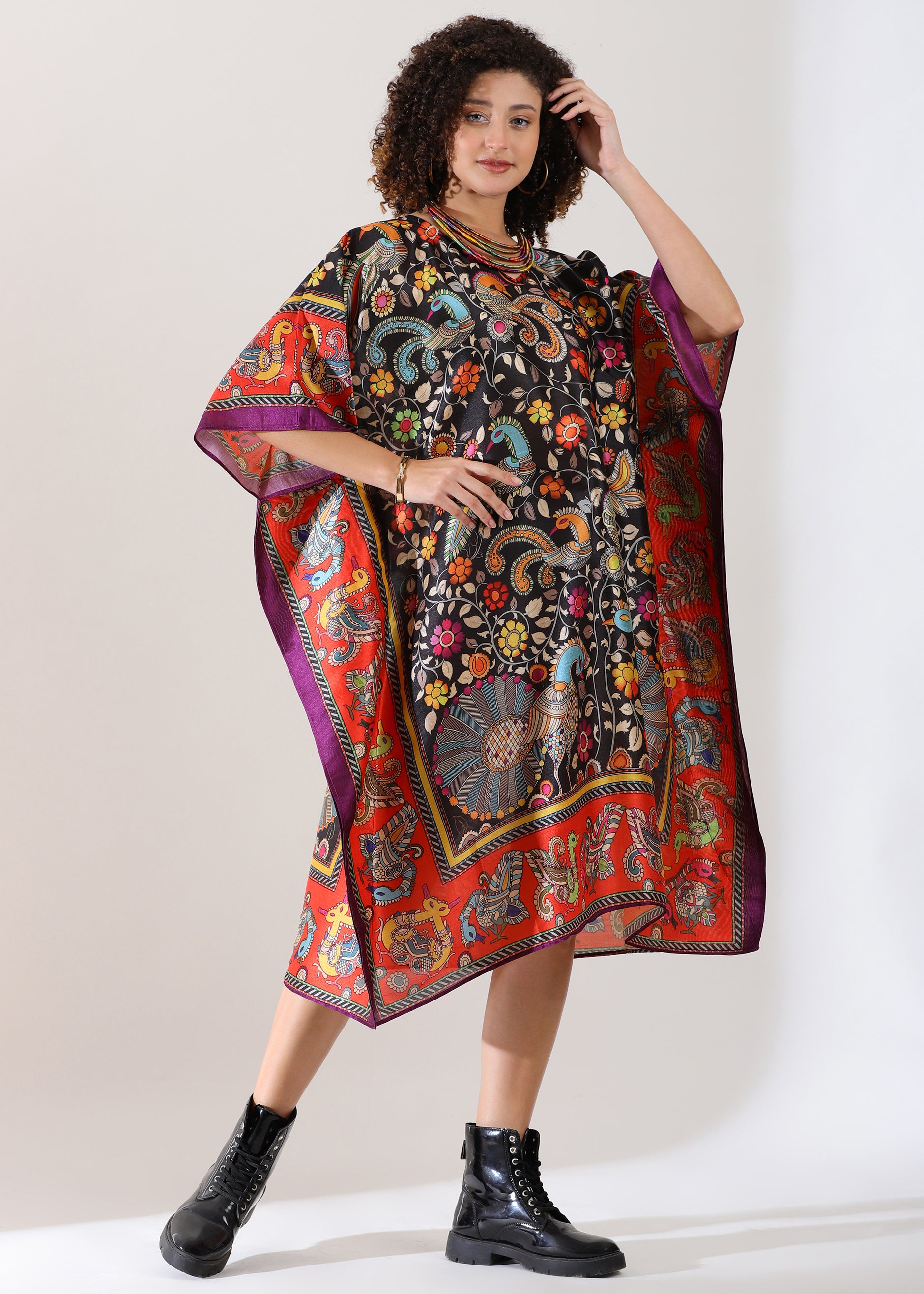 Black Marron Base, Viscose Silk, Calf Length, Free Size - Stylish & Chic for Women