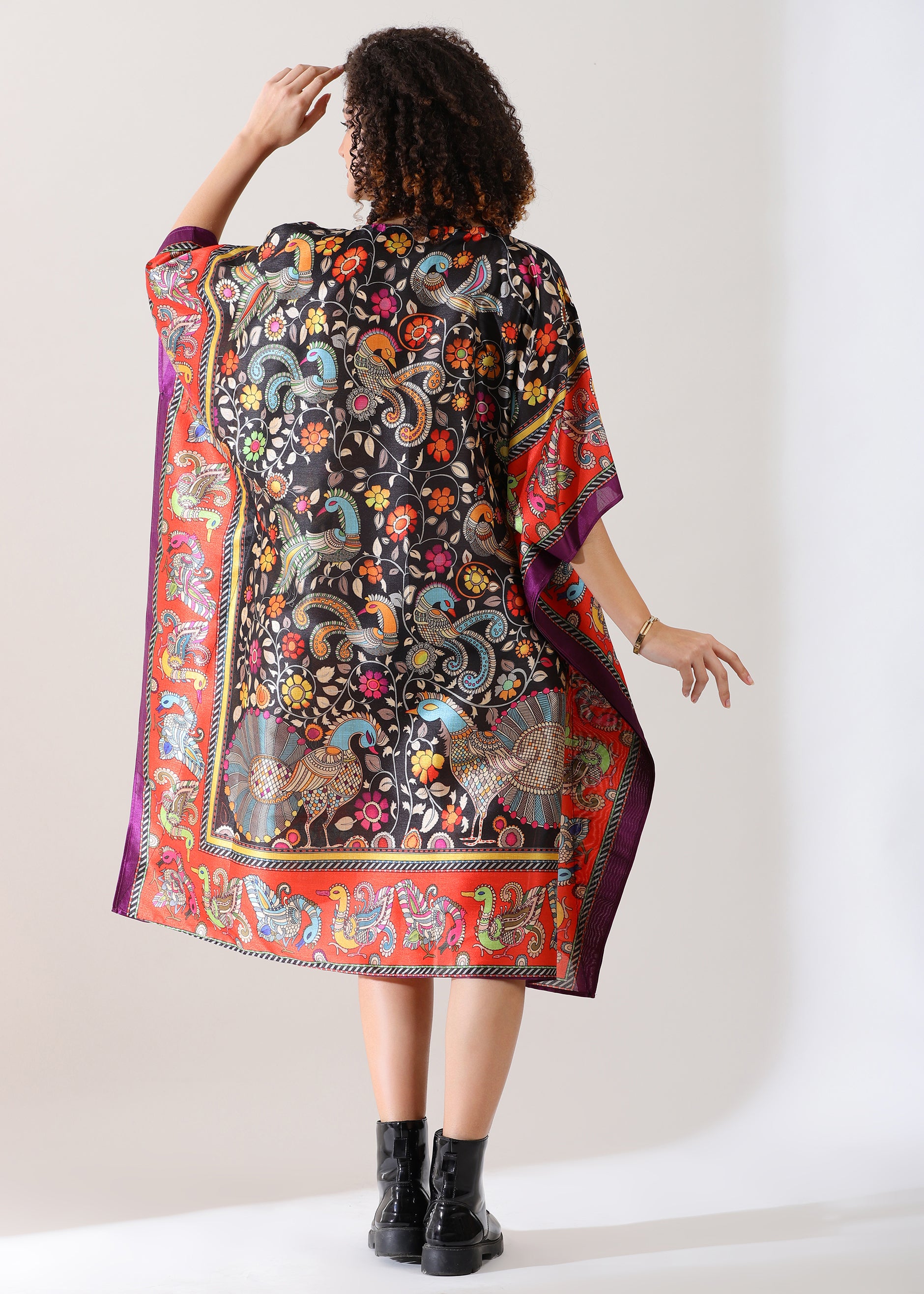 Black Marron Base, Viscose Silk, Calf Length, Free Size - Stylish & Chic for Women