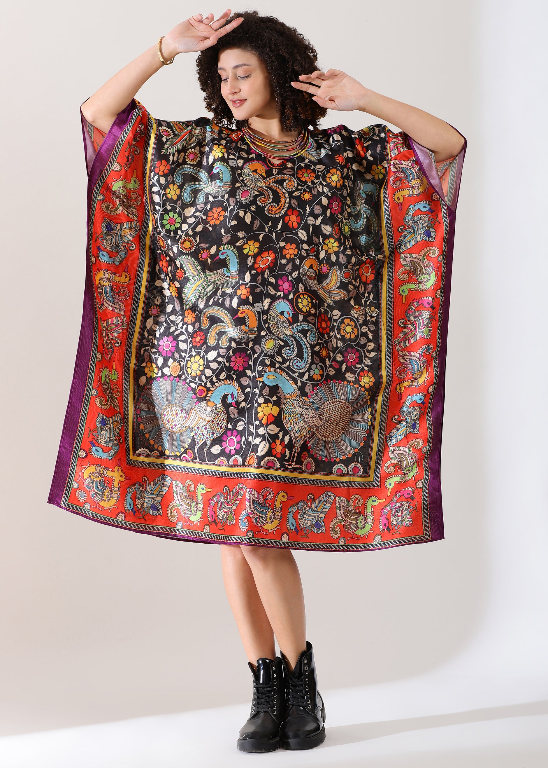 Black Marron Base, Viscose Silk, Calf Length, Free Size - Stylish & Chic for Women