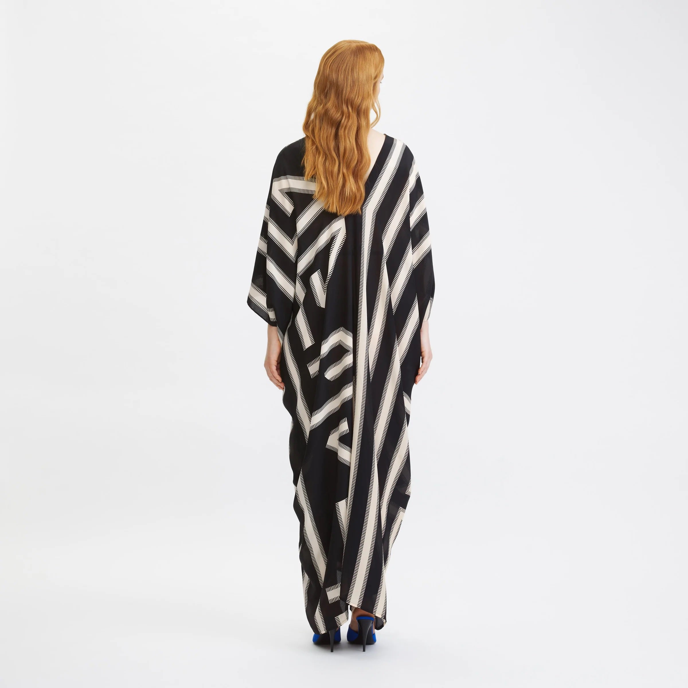 V neck Belt Style Printed Long Length kaftan