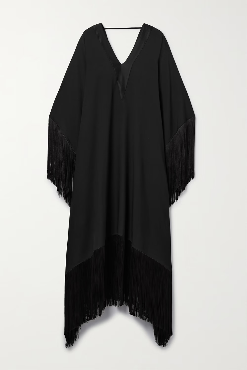 V-Neck Korean Silk Free Size Fringe Kaftan Dress