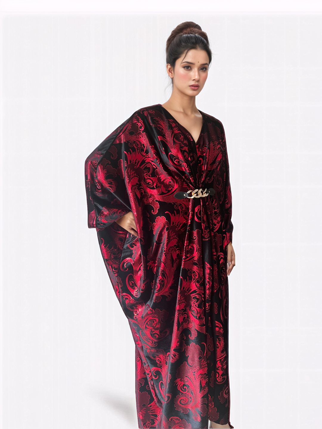 Red and black Velvet Party Gown