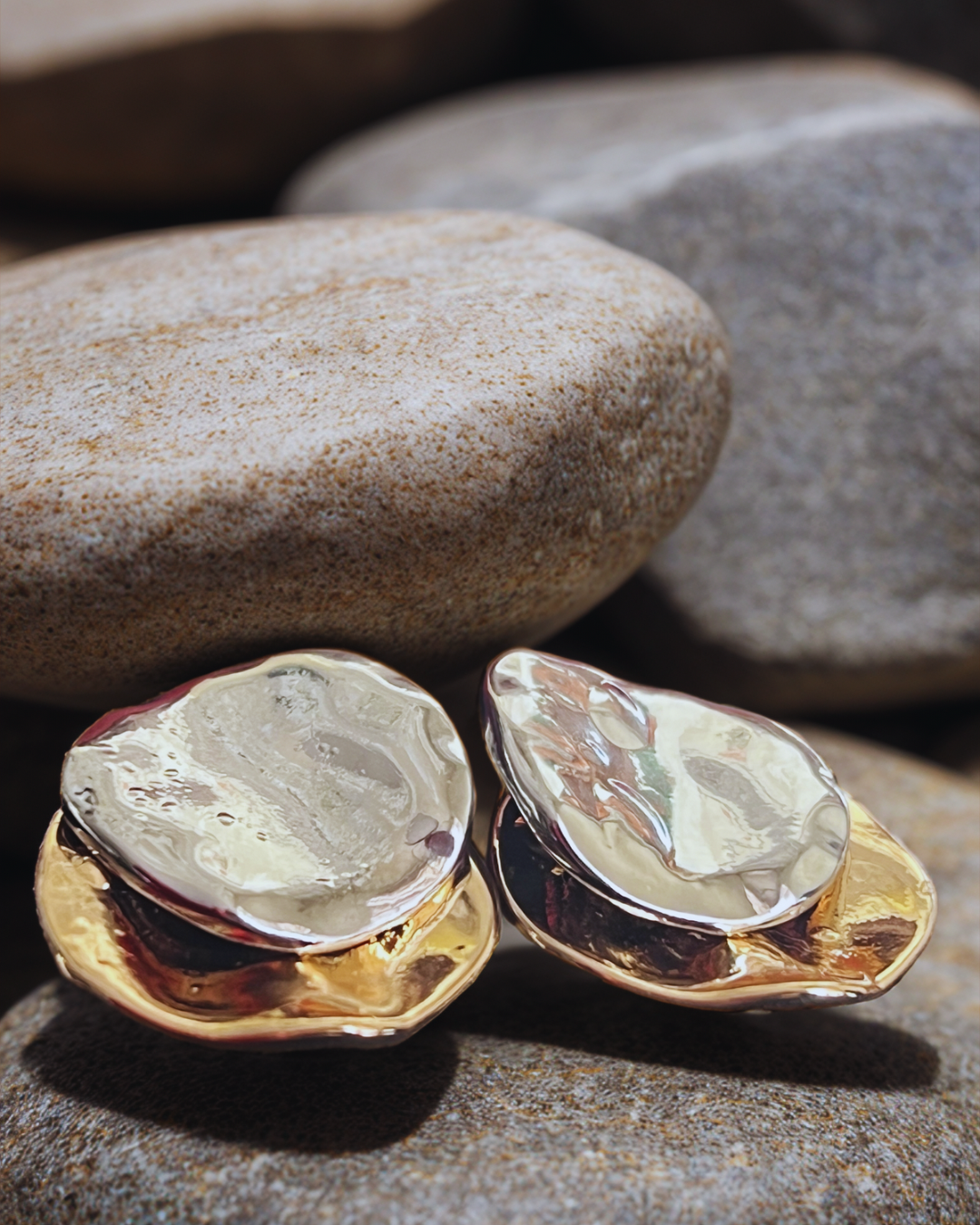 Bold Gold Textured Statement Earrings