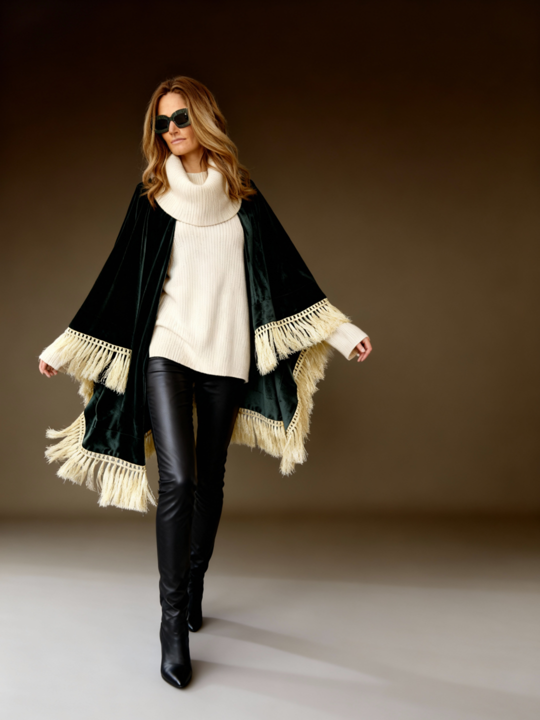 Black Fringe Poncho