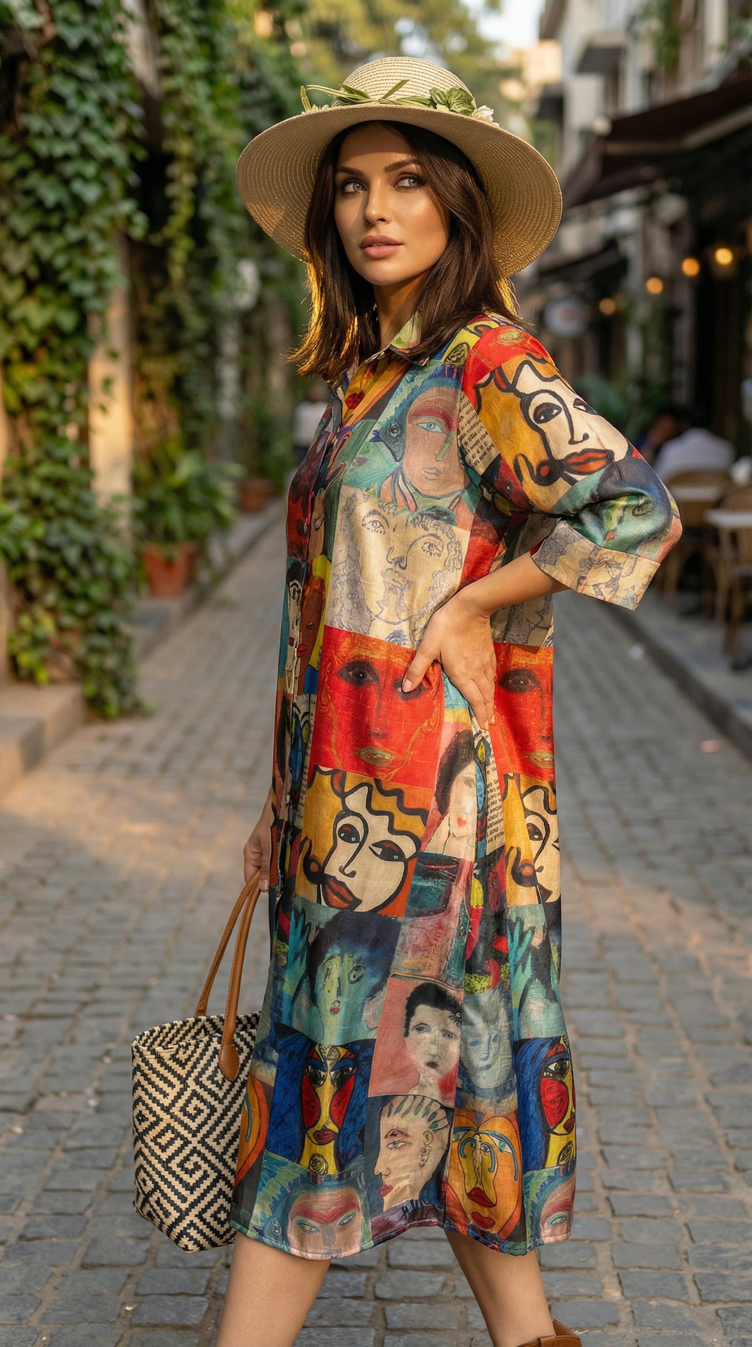 Women’s Abstract Art Print Oversized Long Shirt