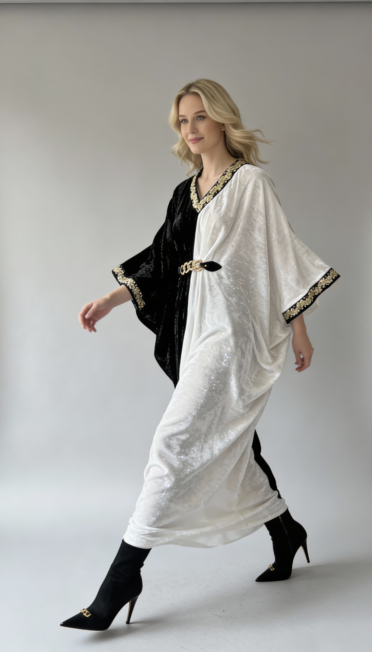 Monochrome Luxe Velvet Dress