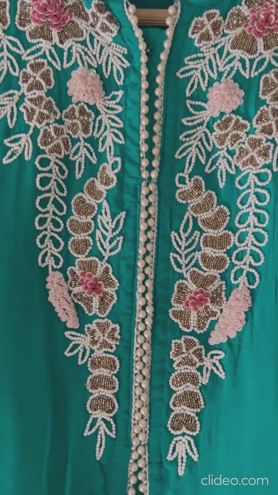 Modal Satin Neck embroidered co-ord set with tulip Pant