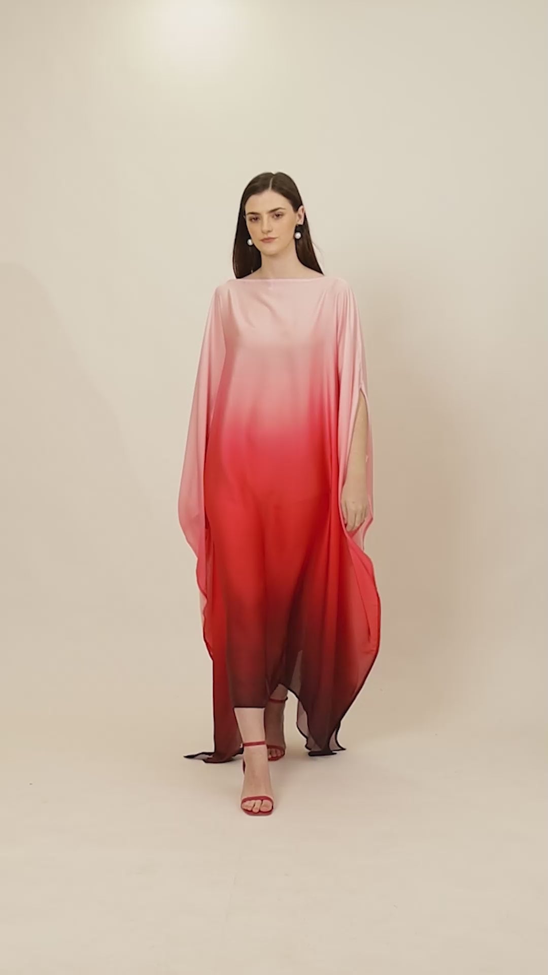 Boat Neck Georgette Satin Ombré kaftan