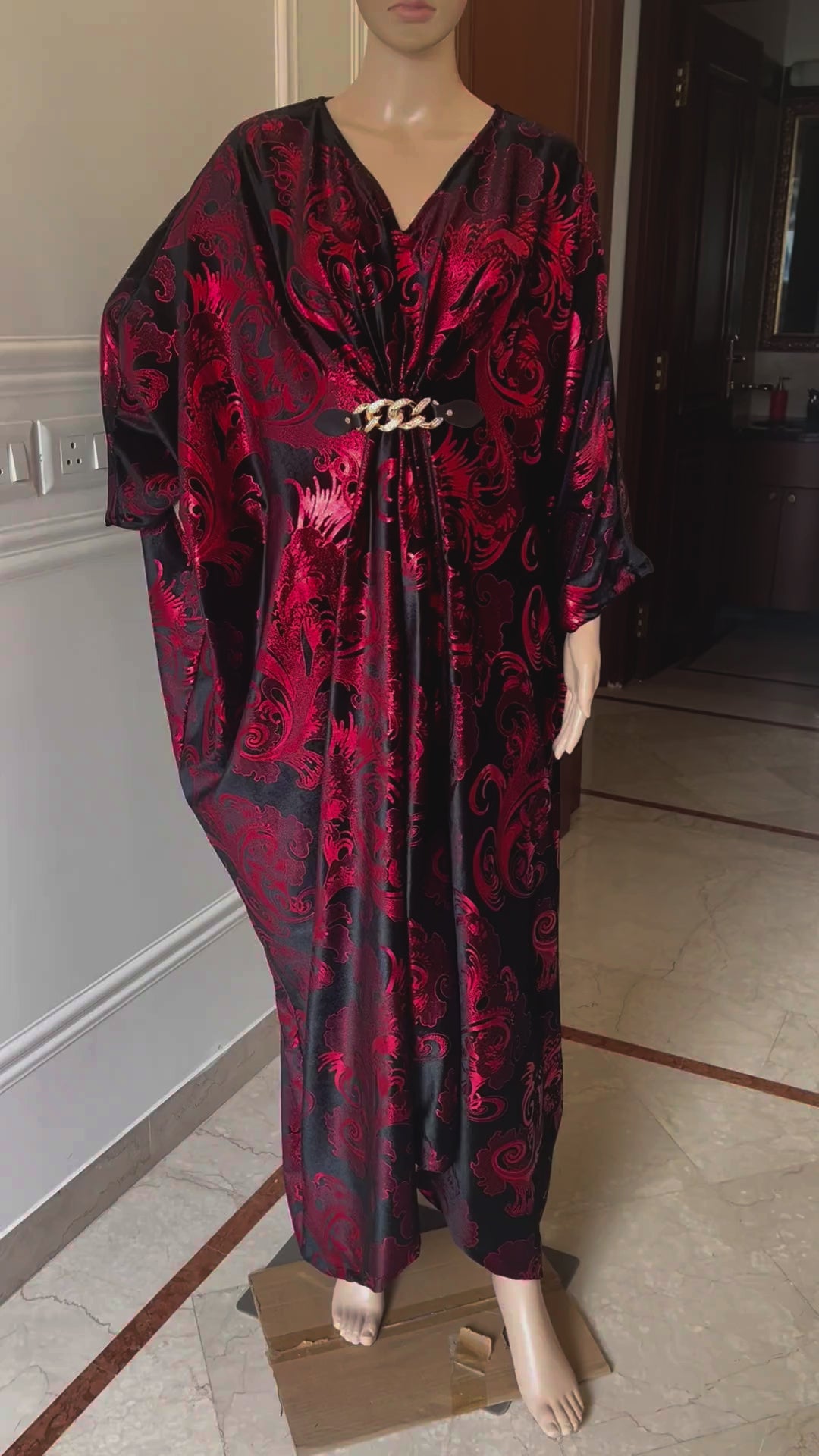 Red and black Velvet Party Gown