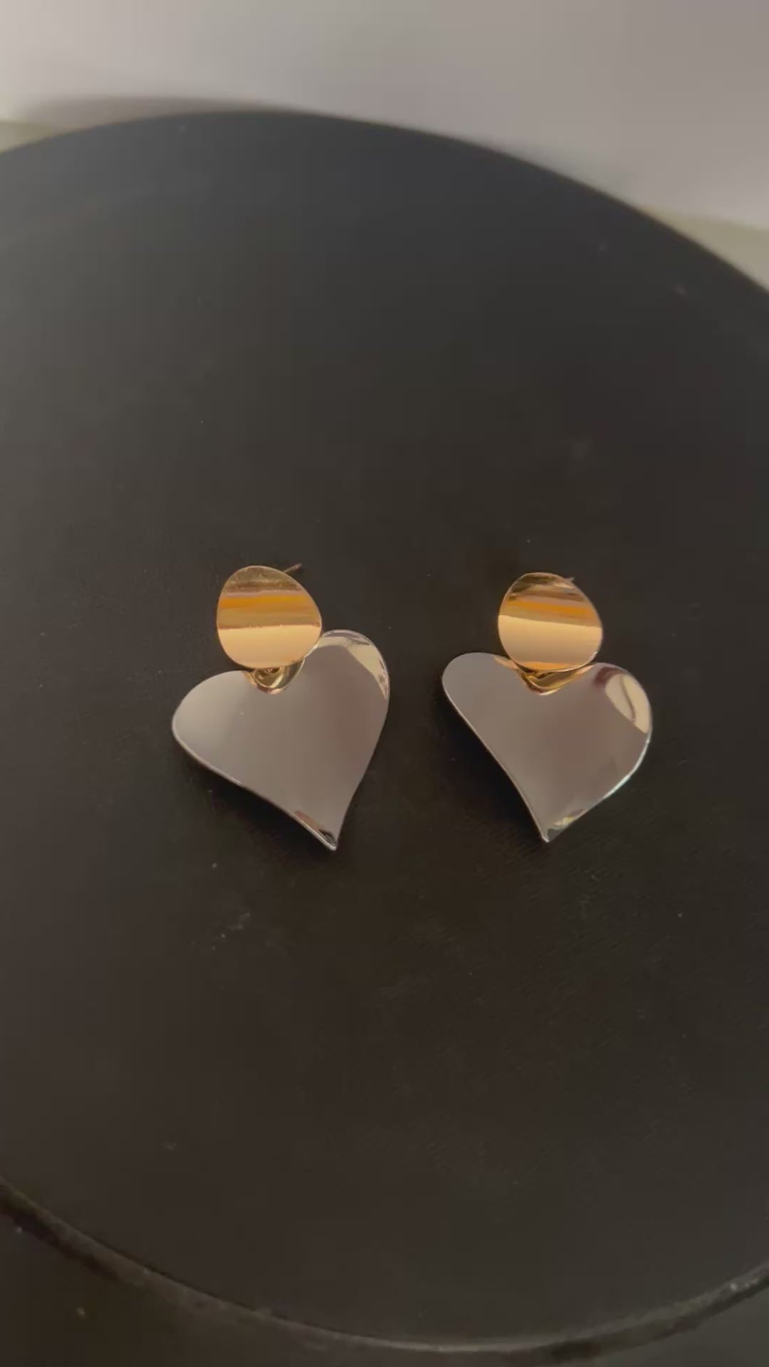 Elegant Two-Tone Heart Drop Earrings