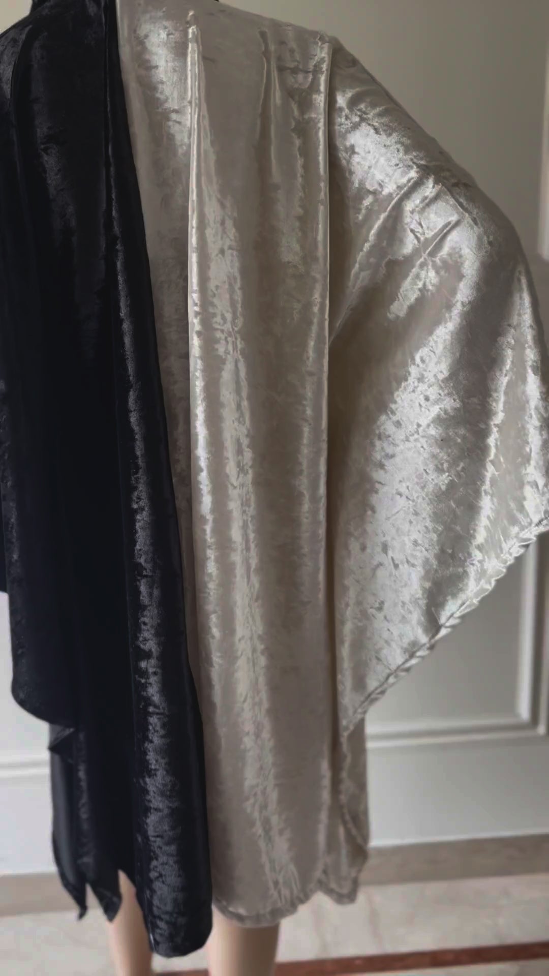 Black and white Ice Velvet fabric